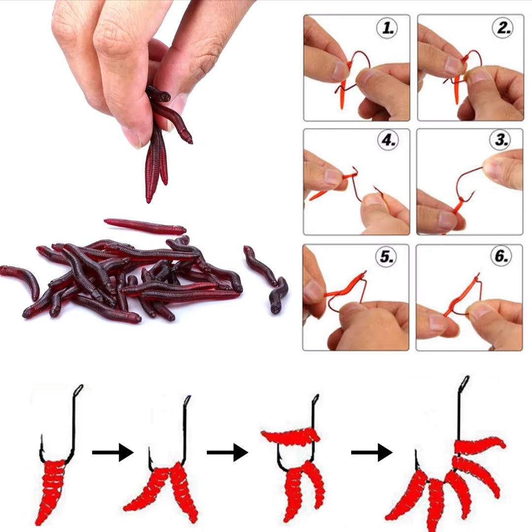 Râme artificiale siliconice pentru pescuit la crap, șalău și biban.Silicone artificial worms for fishing for carp, pike perch and perch