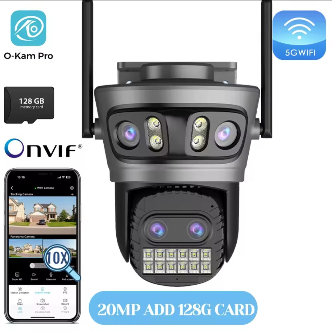 Cameră Supraveghere WiFi PTZ 20MP, Zoom 10X, Viziune Nocturnă, Rezistentă la Apă.      WiFi PTZ Security Camera 20MP, 10X Zoom, Night Vision, Waterproof.