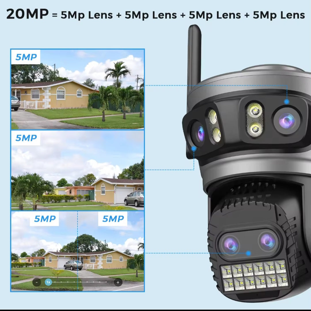 Cameră Supraveghere WiFi PTZ 20MP, Zoom 10X, Viziune Nocturnă, Rezistentă la Apă.      WiFi PTZ Security Camera 20MP, 10X Zoom, Night Vision, Waterproof.